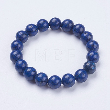 Natural Lapis Lazuli Beaded Stretch Bracelets BJEW-I253-10mm-09-1