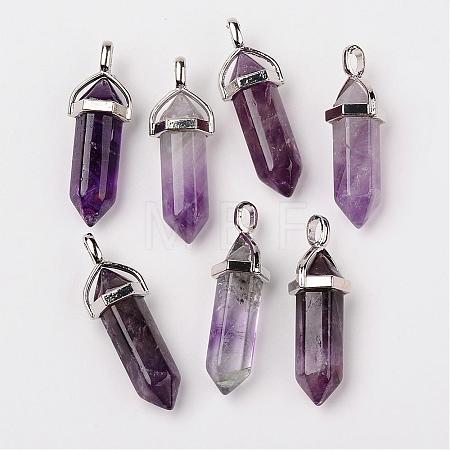 Natural Amethyst Double Terminated Pointed Pendants G-F295-05C-1