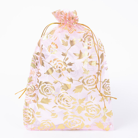 Rose Printed Organza Bags OP-R021-13x18-01-1