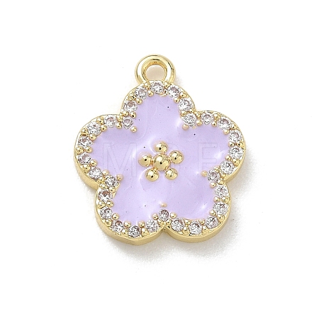 Brass Micro Pave Clear Cubic Zirconia and Enamel Pendants KK-A300-18E-1