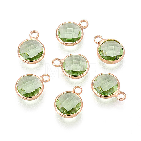 Golden Tone Brass Glass Charms X-GLAA-ZX008-24K-G-1