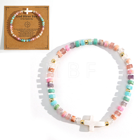 Column Shell Beads Stretch Bracelets LS-QP1883-3-1