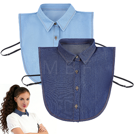 2Pcs 2 Colors Detachable Cloth Women's False Collar DIY-CP0014-06-1