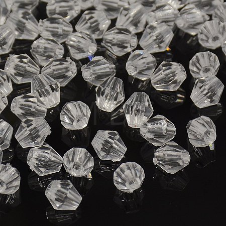 Faceted Bicone Transparent Acrylic Beads DBB6mm01-1