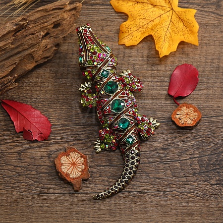 Crocodile Alloy Rhinestone  Brooches JEWB-Q006-04B-1