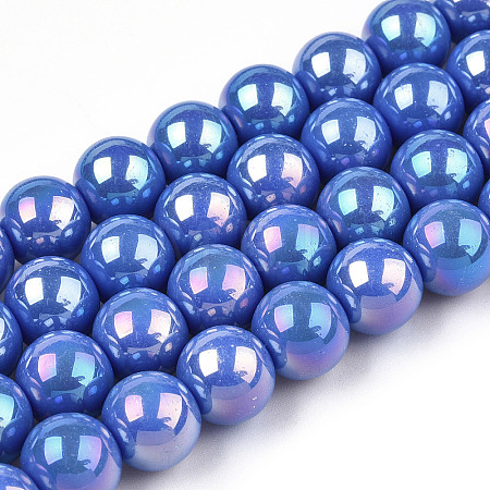 Electroplate Opaque Glass Beads Strands LS-GLAA-T032-P10mm-AB11-1