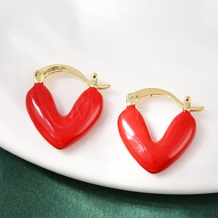 Brass Enamel Hoop Earrings EJEW-R032-05G-1
