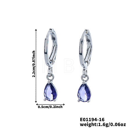 Fashionable Couple Waterdrop Sparkling 925 Sterling Silver Cubic Zirconia Dangle Hoop Earrings for Daily Wear and Parties CU5155-3-1