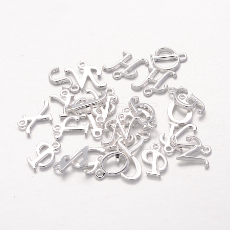 Silver Color Plated Alloy Letter Pendants PALLOY-J718-01S-1