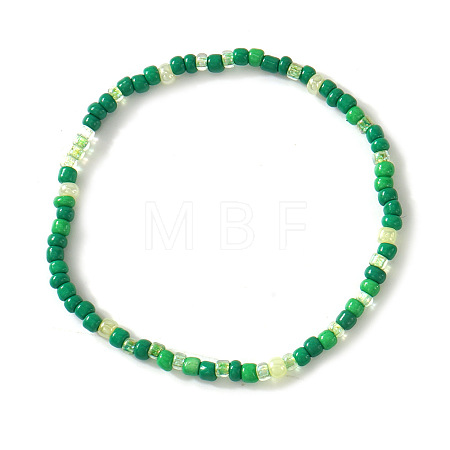 Saint Patrick's Day Glass Seed Bead Stretch Bracelets RL8024-2-1