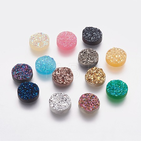 Resin Imitation Druzy Quartz Cabochons RESI-E013-03-10mm-1