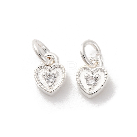 Brass Micro Pave Cubic Zirconia Charms KK-C071-09S-1