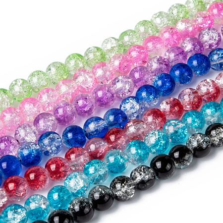 Baking Paint Crackle Glass Bead Strands CCG-S001-8mm-M-1