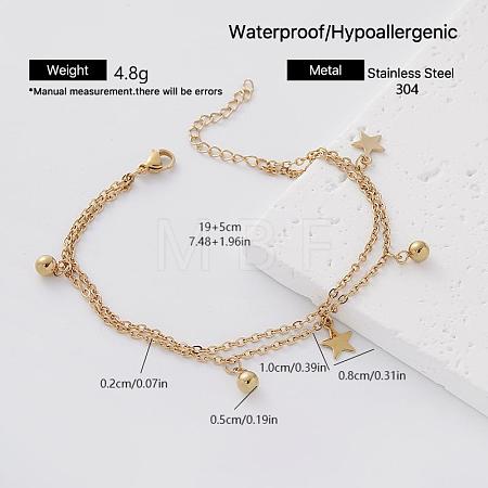 304 Stainless Steel Charm 2-Strand Bracelets for Women ER2642-2-1