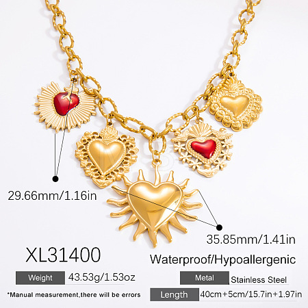 Ocean 304 Stainless Steel Enamel Red Pendant Necklaces FS-WG3F40F-05-1
