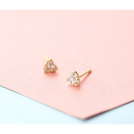 Brass Micro Pave Clear Cubic Zirconia Stud Earrings FS-WGE47D1-22-1
