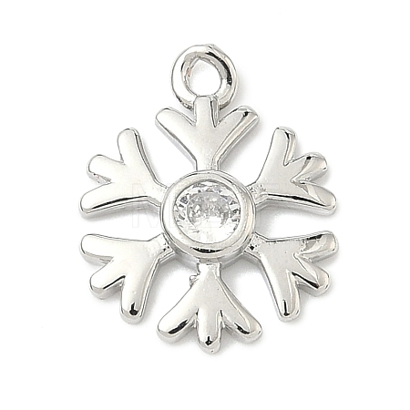 Christmas Brass Pave Clear Cubic Zirconia Charms KK-G548-04P-1