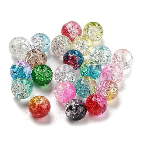 Transparent Spray Painting Crackle Glass Beads GLAA-L046-01B-1