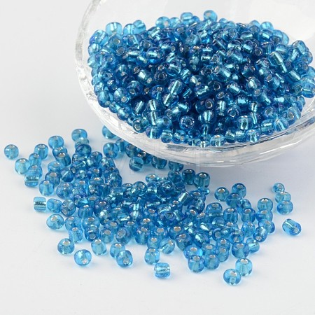 6/0 Round Silver Lined Round Hole Glass Seed Beads X-SEED-A005-4mm-23-1