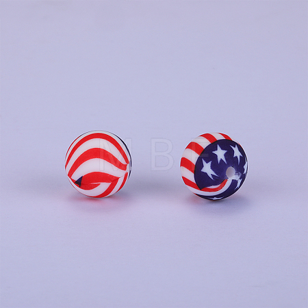 Printed Round Silicone Focal Beads SI-JX0056A-84-1