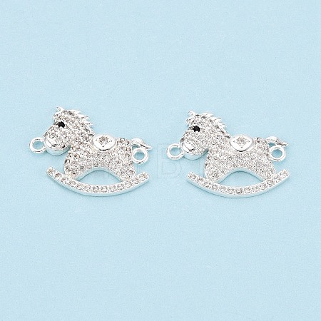 Brass Micro Pave Clear and Black Cubic Zirconia Connector Charms KK-N288-14S-1
