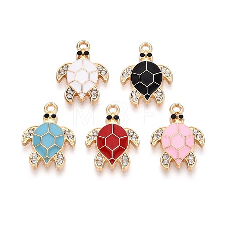 Alloy Rhinestone and Enamel Pendants PALLOY-T092-40G-1