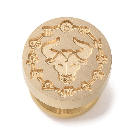 Golden Plated Round Shaped Wax Seal Brass Stamp Head STAM-K002-01G-04-1