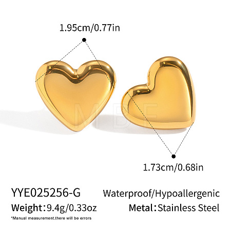 Heart 304 Stainless Steel Stud Earrings AO8083-15-1