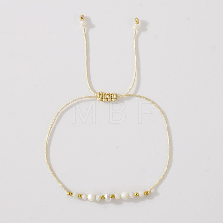 Natural White Jade & Brass Beads Braided Bead Bracelets for Women HH4245-4-1