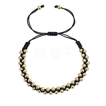 Brass Round Beads Braided Bead Bracelets DX6223-1-1