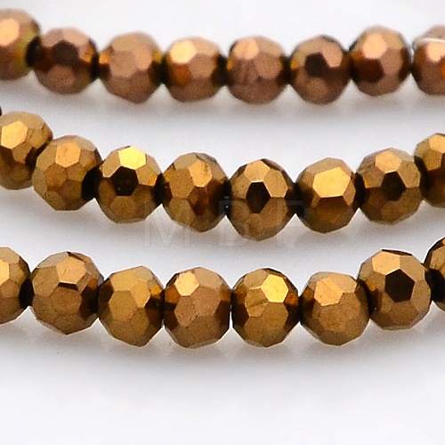 Full Plated Glass Faceted Round Spacer Beads Strands GLAA-A027-3mm-FP07-1