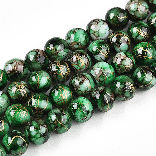 Baking Painted Glass Beads Strands DGLA-N003-10mm-B09-1