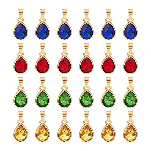 Unicraftale 24Pcs 4 Color Faceted Glass Pendant PALLOY-UN0001-19-1