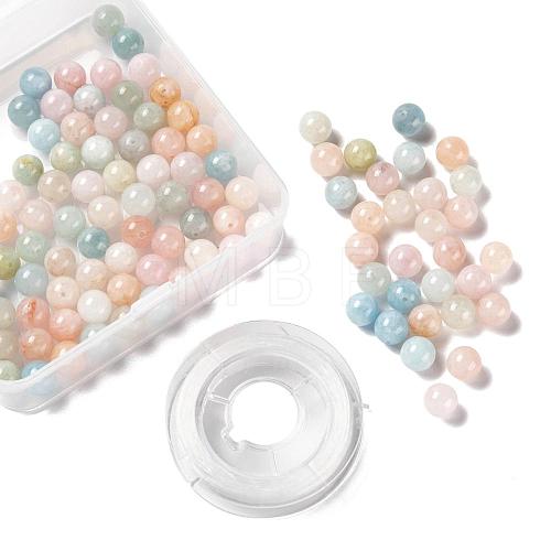 100Pcs 8mm Natural Morganite Round Beads DIY-LS0002-44-1