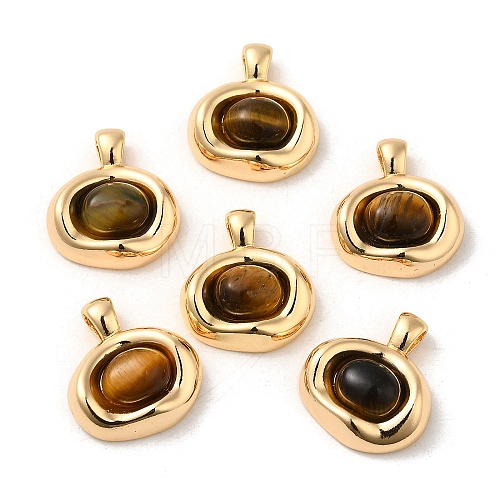 Natural Tiger Eye Pendants KK-M270-43G-1