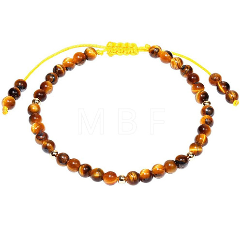 Natural Round Tiger Eye Braided Bead Bracelets XS5464-2-1