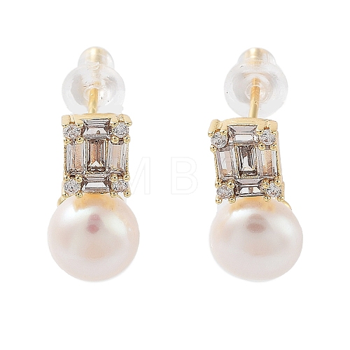Natural Pearl Stud Earrings EJEW-P256-77G-1