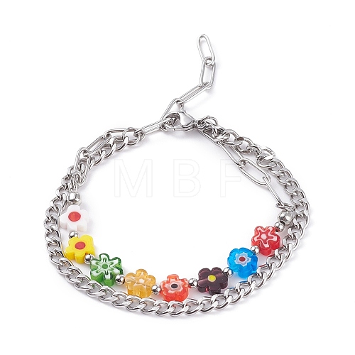 304 Stainless Steel Chain Bracelets for Women BJEW-TA00066-1