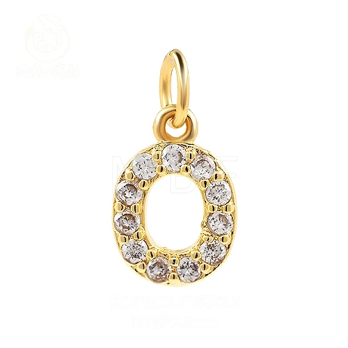 Brass Cubic Zirconia Pendants with Jump Rings FIND-PW0024-09O-1