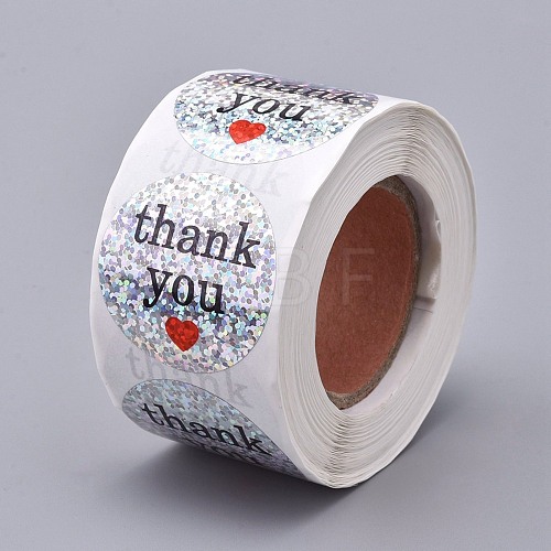 1.5 Inch Thank You Holographic Stickers X-DIY-P005-B03-1