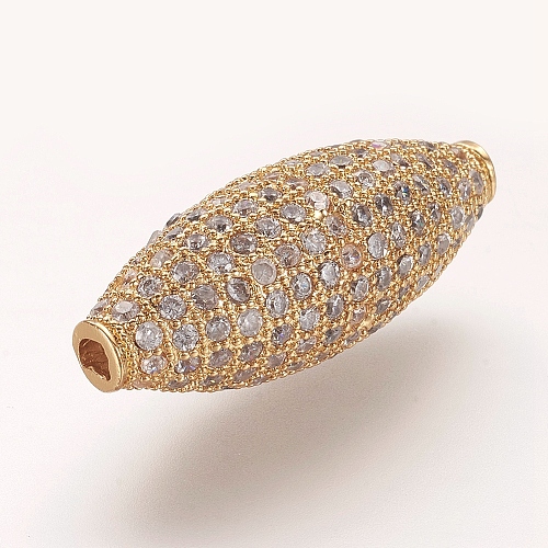 Brass Micro Pave Cubic Zirconia Beads ZIRC-L061-32G-1