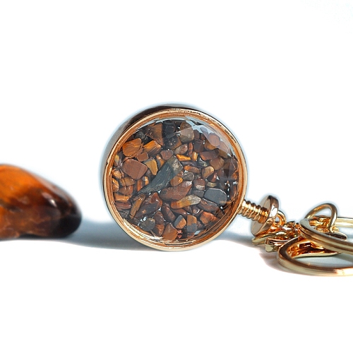 Natural Tiger Eye Keychains PW-WG44394-03-1