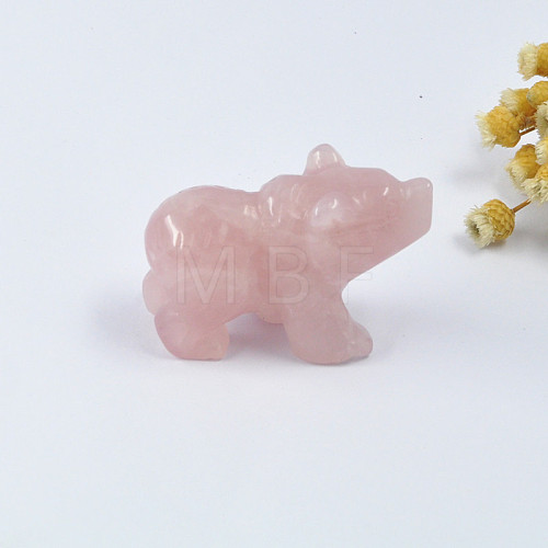 Natural Rose Quartz Carved Bear Display Decorations PW23011843588-1