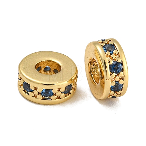 Rack Plating Brass Micro Pave Cubic Zirconia  Beads KK-U030-31G-04-1