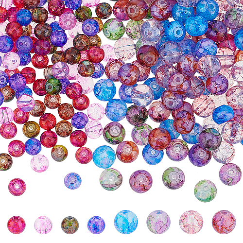 240pcs 8 styles Baking Painted & Imitation Opalite Transparent Glass Beads Strands DGLA-AR0001-07-1