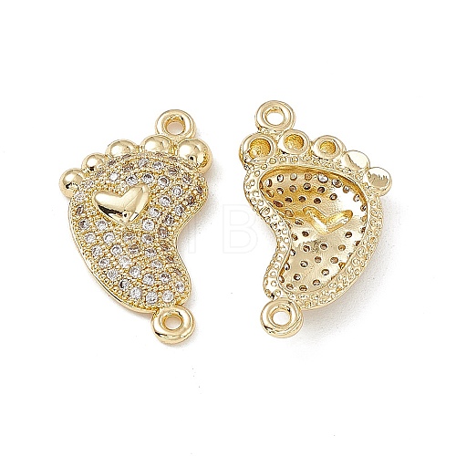 Brass Micro Pave Clear Cubic Zirconia Connector Charms KK-E068-VB033-1