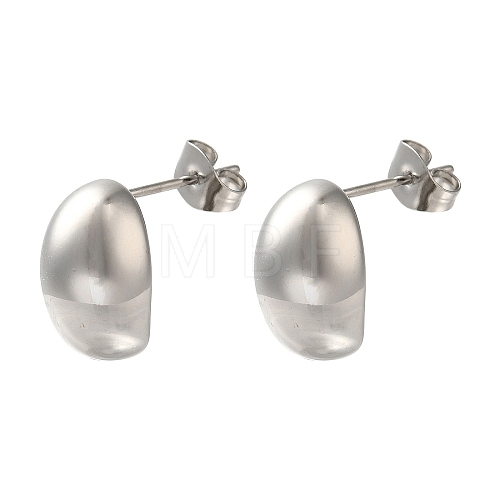 304 Stainless Steel Oval Stud Earrings for Wome EJEW-S237-02-1