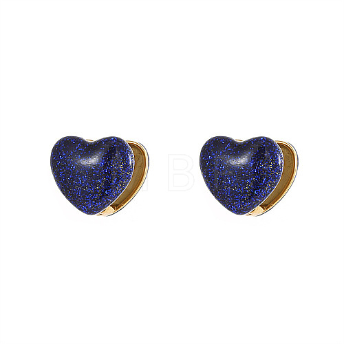 Heart Shape Golden 304 Stainless Steel Hoop Earrings TZ8486-3-1