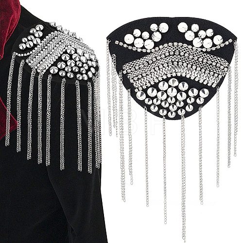 Fashionable Iron Tassel Epaulettes AJEW-WH0289-27A-1