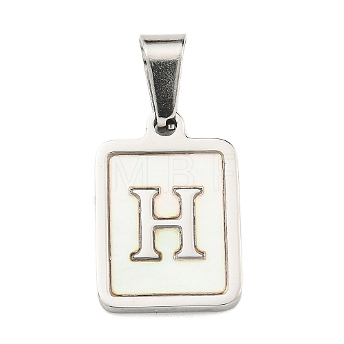 Vacuum Plating 304 Stainless Steel Pave Natural White Shell Pendants STAS-S130-03P-H-1